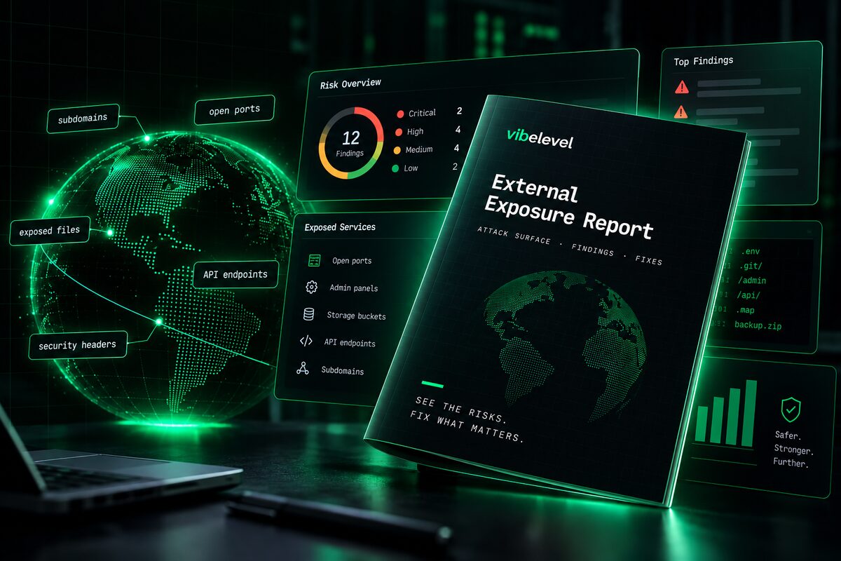 External Exposure Report — attack surface, findings, fixes